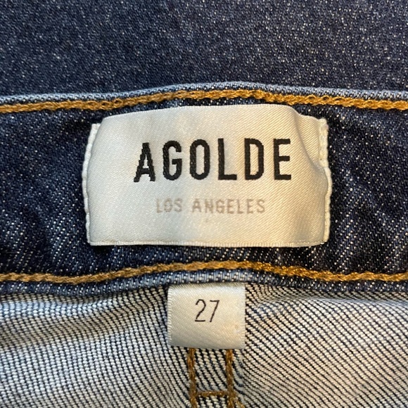 Agolde Kye Mid Rise Straight Ankle Crop Medium Dark Blue Denim Jeans Size 27 - Picture 8 of 11